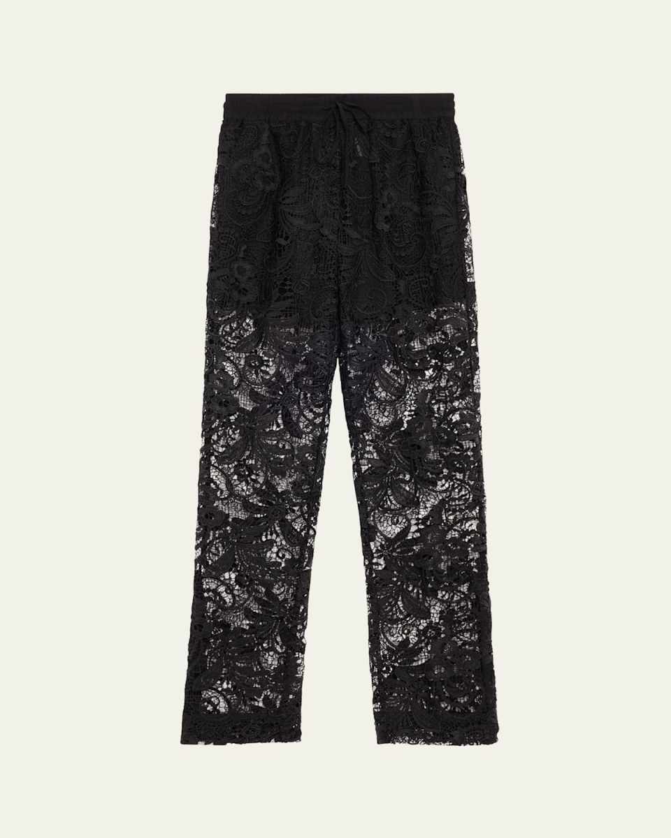 Embroidered Lace Drawstring Pants